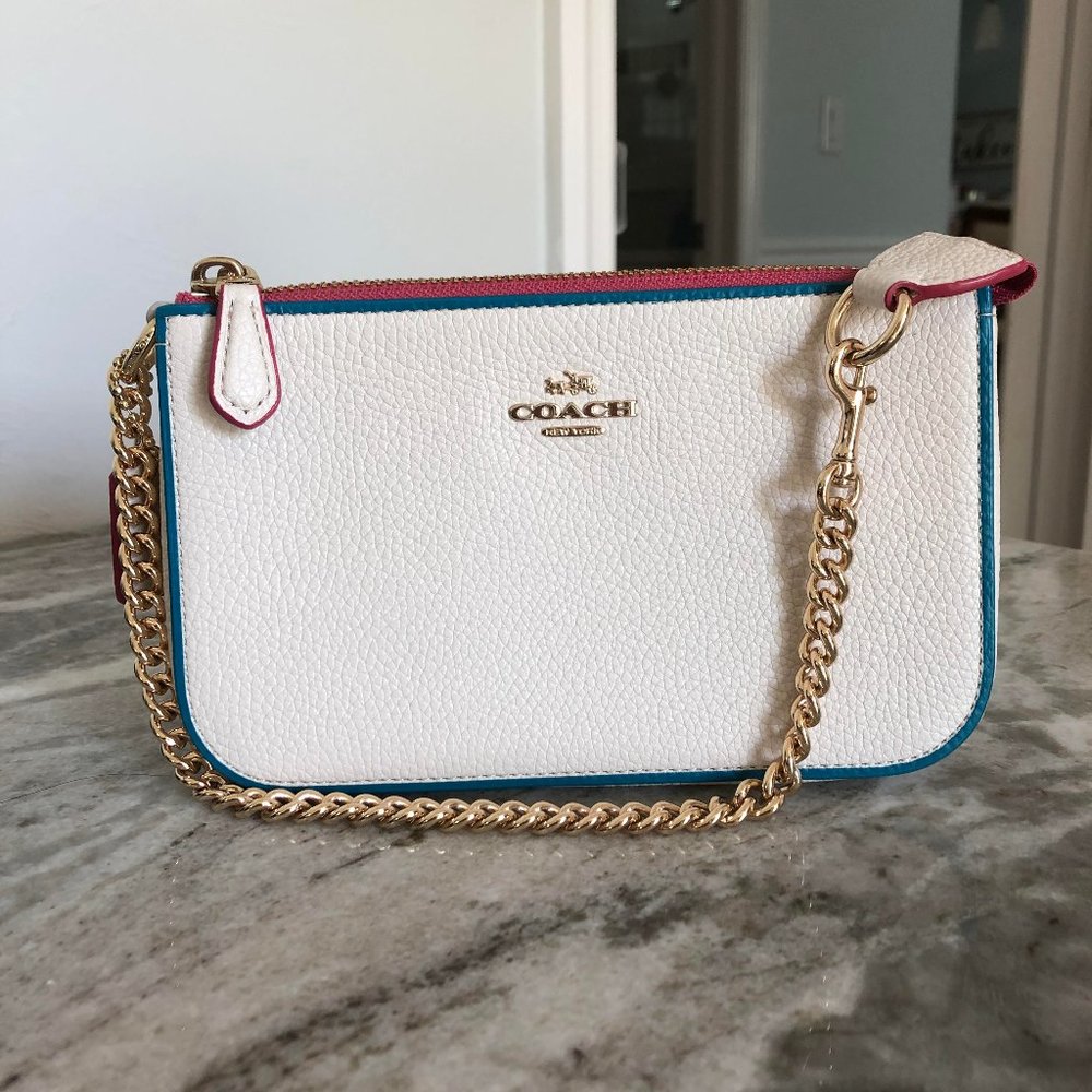 Coach Wristlet Clutch w/Gold Chain